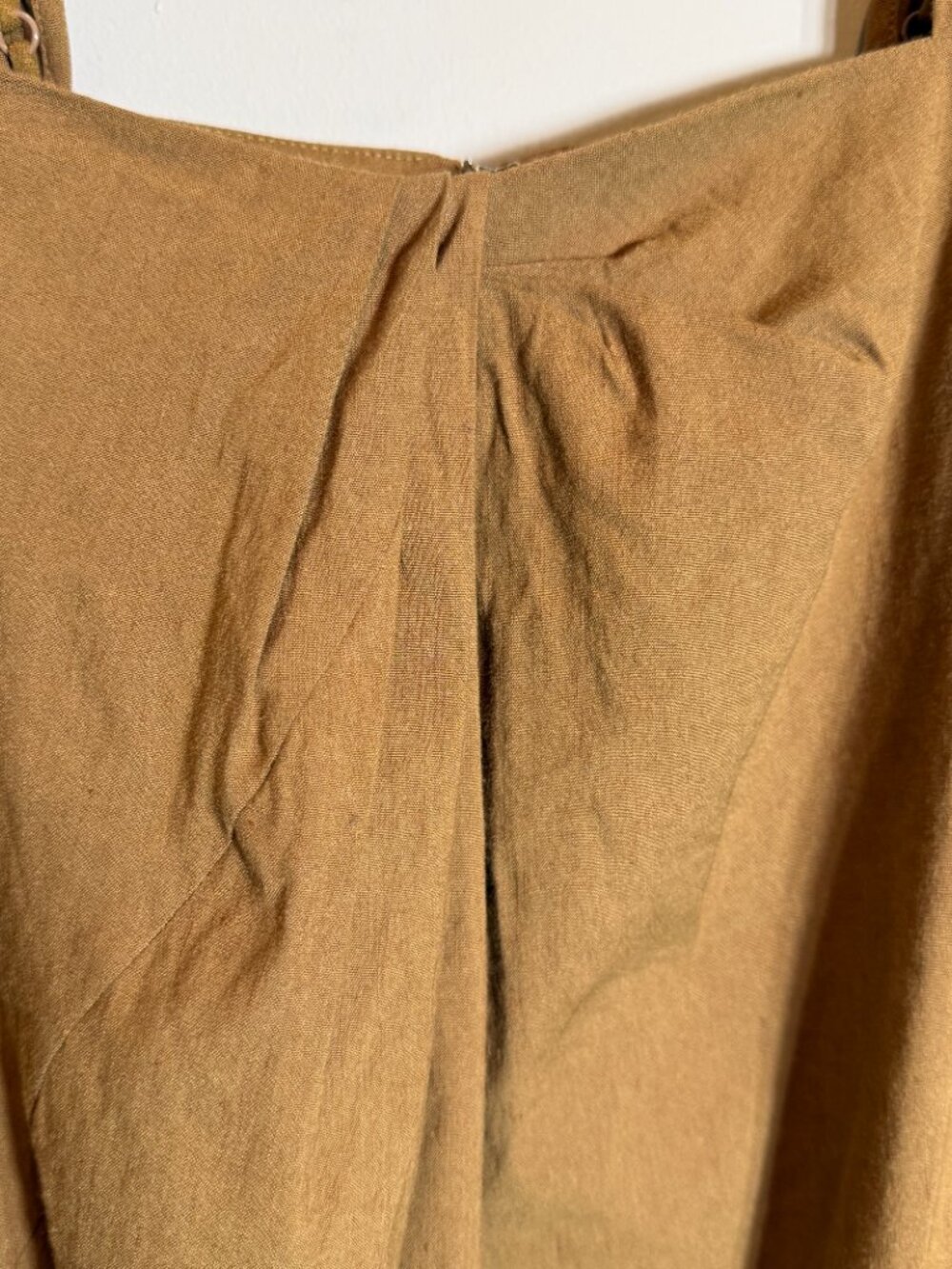 Vince Linen Square Neck A-Line Midi Dress Women's Large Brown Minimalist Chic - Picture 9 of 16